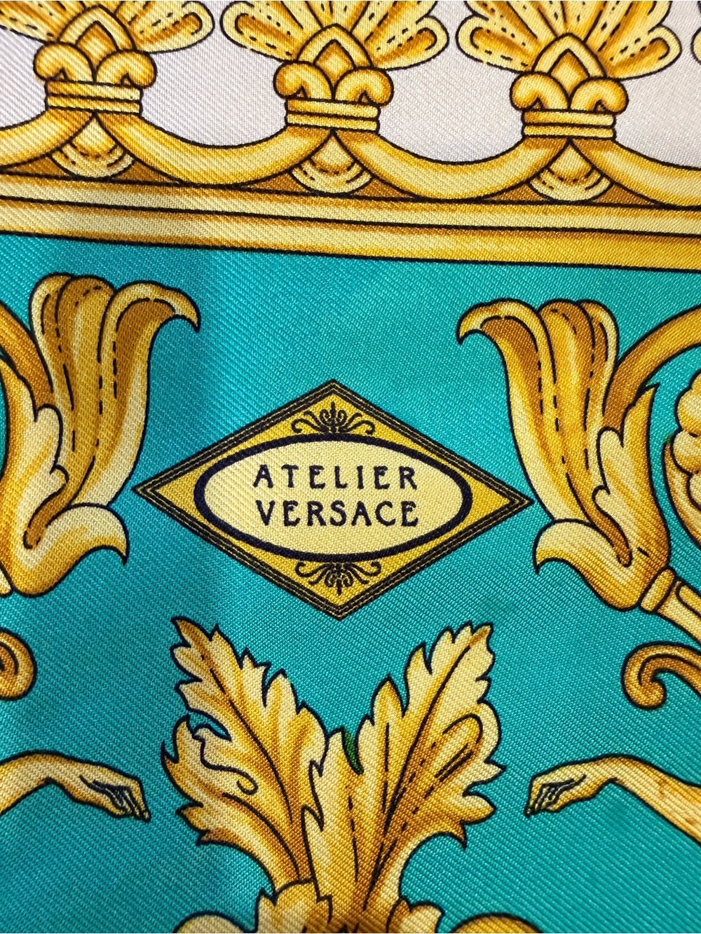 Versace Green, Purple & Gold Baroque Silk Scarf - Atelier Versace - Picture 7 of 10